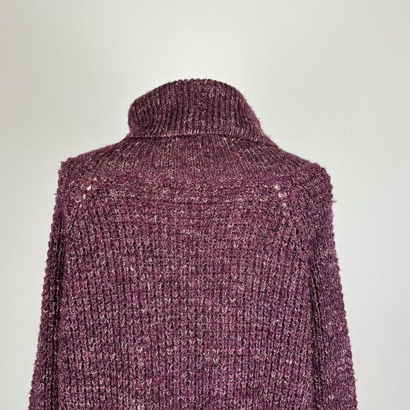 Free People Womens Dylan Tweedy Turtleneck Tunic Sweater Purple Oversized size M - Picture 9 of 16